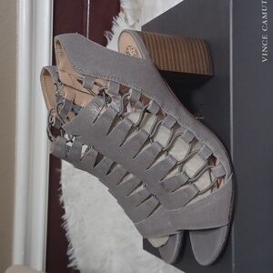 Vince Camuto Briaz Metal Grey Sandals NWT